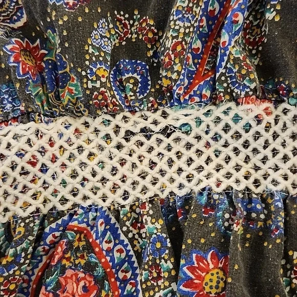 Vintage Kayser Floral Paisley Off-Shoulder Rouched Empire Waist Long Dress. Med. - Picture 4 of 10